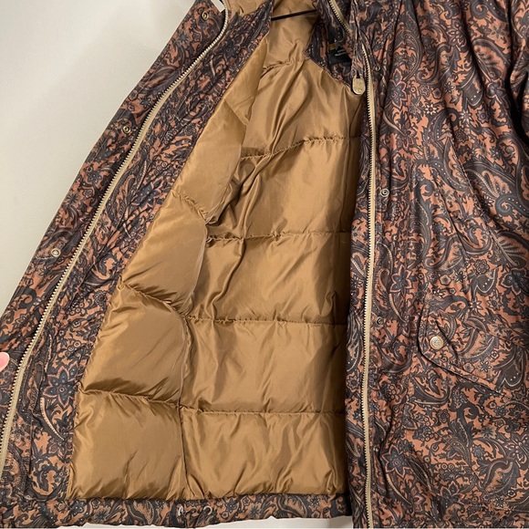 London Fog Down Parka Puffer Paisley Long Sleeve Zip Up Winter Jacket Size Small - Picture 7 of 12
